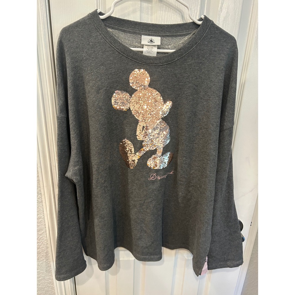 Disney Parks Sweatshirt Gray‎ Sequin Mickey Mouse Disneyland Pullover